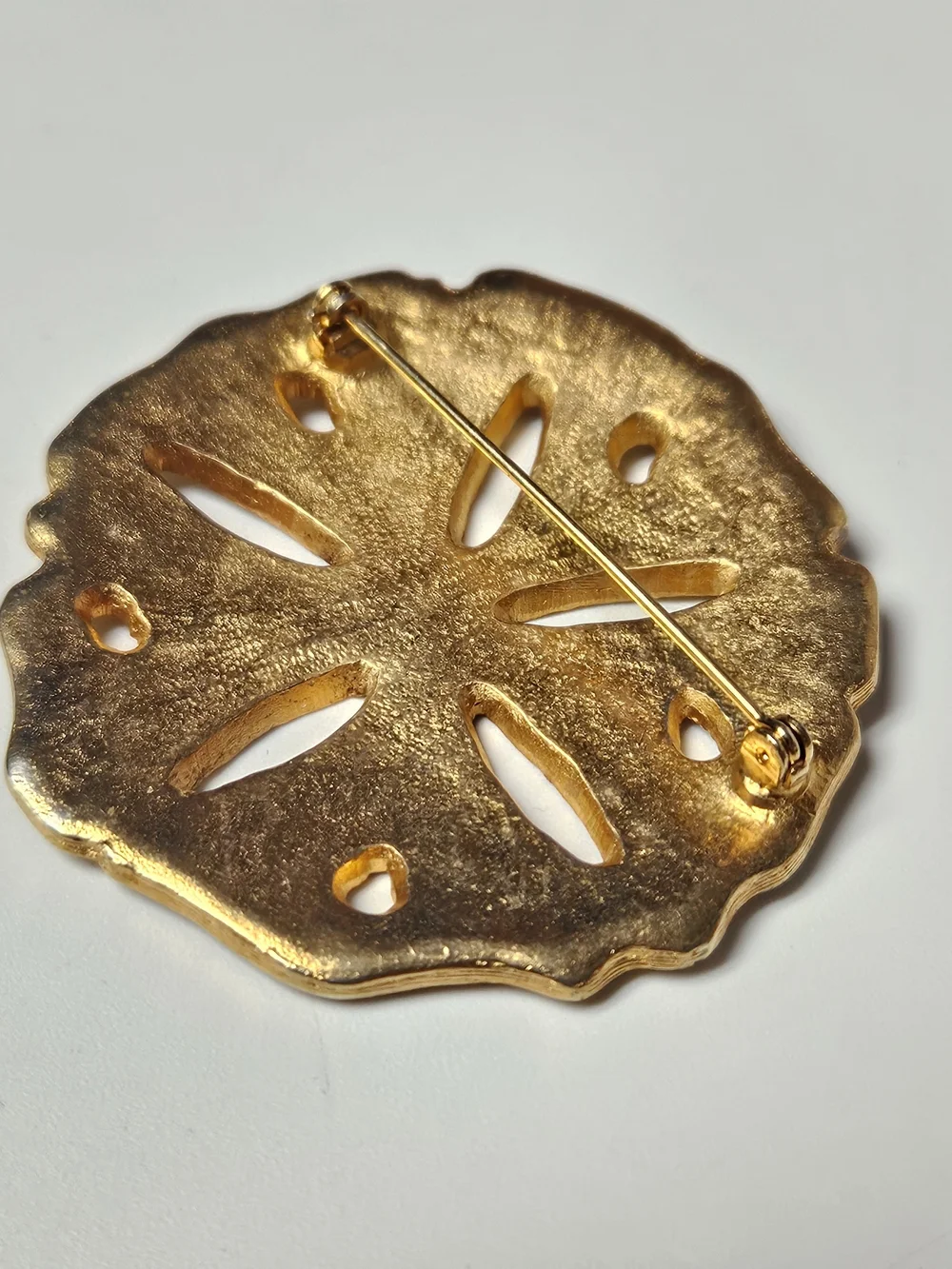 Large Gold Sand Dollar Brooch